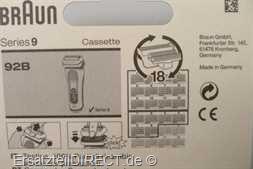 Braun Scherteilekassette Kombipack Scherkopf 92B